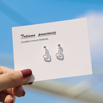 Hipster S925 Sterling Silver Line love earrings female Korean temperament Joker mini simple raise earrings students