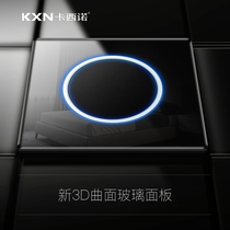 Cassino 86 type wall switch socket concealed five-hole power supply with led aperture black dot glass panel household