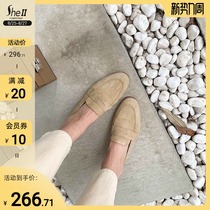  (sheii Su Yinyin)Clean penny shoes new leather flat-bottomed lazy loafers womens single shoes