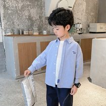 2021 New Boys Long Sleeve Shirt Tong Oxford Spinning Top Childrens Clothing Spring and Autumn Childrens Cotton Shirt