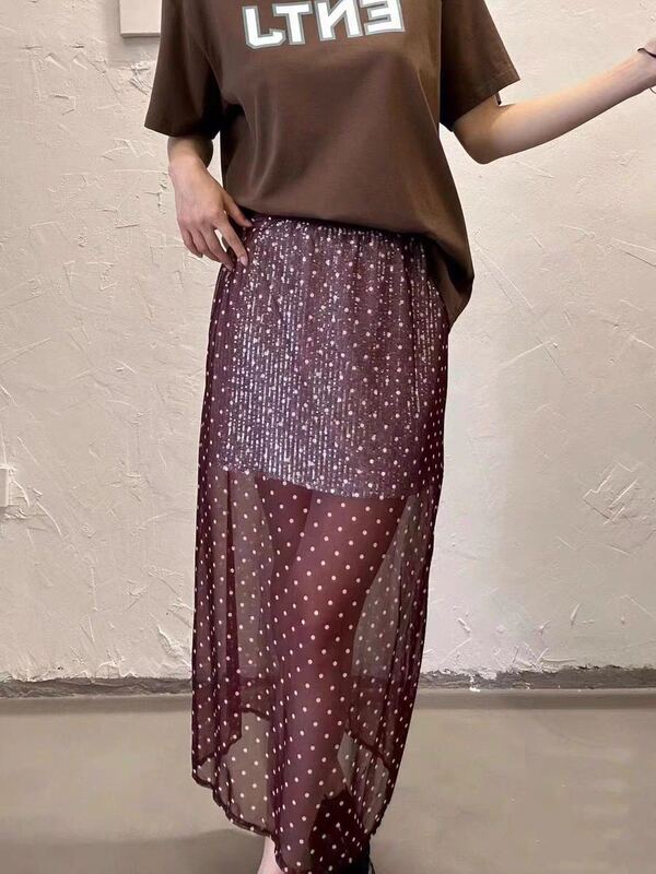 High-End Design with Sequin-On-Sequin Embellishments Half-Skirt