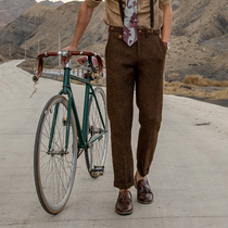 SOARIN American retro wool nine-point pants men Ami Kachi wool casual straight loose 9-point Western pants