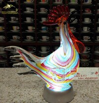 Glazed gift car front glaze ornaments bookcase jewelry glass night light colorful stripes light transparent Rooster