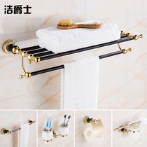 European-style golden bathroom hardware pendant set Black ancient color bath towel rack shelf Towel rack Bathroom American-style bathroom hardware pendant set Black ancient color bath towel rack Shelf Towel rack Bathroom American-style bathroom hardware pendant