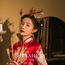 Xiuhe headdress 2021 new red atmospheric ancient costume hair ornaments Fengguan Xiuhe Chinese jewelry (icing on the cake)