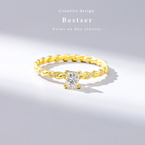 Bi color bestser (morning sun garden) diamond ring 18K gold platinum princess square diamond ring wedding women