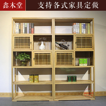 Chinese style bookcase bookshelf solid wood storage simple modern living room porch partition cabinet old elm tea cabinet Bogu shelf
