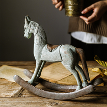 American imitation puppet rocking horse ornaments French retro crafts living room wine cabinet TV cabinet decoration homestay decorations
