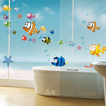 Bubble fish childrens room wall sticker removable toilet bathroom tile cartoon sticker waterproof creative refrigerator sticker