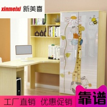 Solid Wood L-shaped corner wardrobe desk combination corner bookcase writing desk style integrated childrens computer students