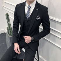 Wedding ceremony light mature style suit men Korean version of trend handsome Casual groom suit suit men summer thin