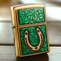 zippo29243 Pure Copper Lucky Horseshoe Sticker Badge Lighter Edition American Original Brushed Clover