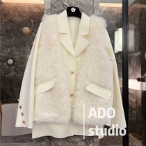 Two sets of fur coats women 2022 spring autumn new imitation fox fur straw horse chia bifacial imitation cashmere dresses