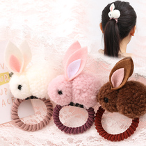 Korean soft cute childrens hair rope cartoon animal plush rabbit little girl popular leather band cute head rope hair accessories
