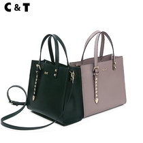 C & T leather Hand bag large capacity first layer cowhide small square bag light soft leather shoulder crossbody women bag middle-aged bag