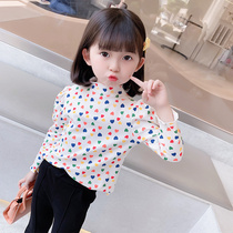  Girls bottoming shirt 2021 autumn new Korean version of love cotton top female baby Western style childrens T-shirt 5