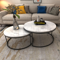  Simple modern round marble coffee table Nordic small apartment living room art table model room Designer furniture