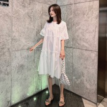 Maternity dress 2021 summer new white loose top large size fashion summer pure cotton pregnant skirt tide
