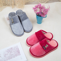 Cotton slippers for men and women winter handmade thickened moon warm shoes flat foam bottom couple non-slip home wool shoes