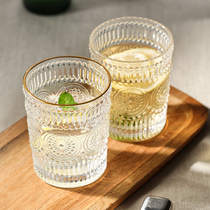 Glass Cup Home Heat Resistant High Face Value Relief Water Cup Teacup Mesh Red Juice Drink Cups Superior Beer Cups