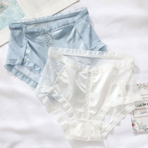 White pure ice wire high waist underwear lace sexy breathable triangles summer thin cold shorts