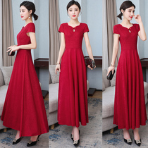 Mrs. Wide 2021 new female summer young vintage cheongsam modified version dress middle-aged mother dress