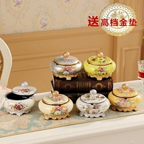 New European ceramic ashtray with cover Home decoration Living room KTV windproof large ashtray creative ornaments