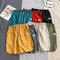 2022 Summer Pure Color Casual Shorts Male Thin style Loose Breathable Beach Pants Women Han Edition Sports 50% Pants Trends