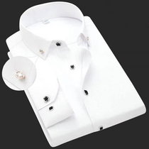 Boutique business white shirt mens 2021 fashion brick buckle slim outer wear shirt British trend professional free hot formal dress