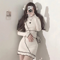Small sub-body with bottom-length sleeves knit dress with children Early spring days 2022 new tight sweater dresses