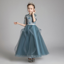 Girls Princess Dress Dresses Puffy Yarn Birthday Catwalk Little girl Flower girl Wedding Children Piano performance suit Long Sleeves