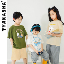 (Moomin co-authorship) TYAKASHAKIDS Takasha Kids T-Shirt Cotton Kids Short Sleeves T Parent-Child T-Shirt