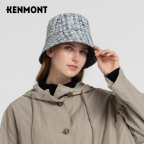 Kamon autumn and winter New antibacterial fever warm basin hat female retro printed woolen hat wide eaves face small fishermans hat