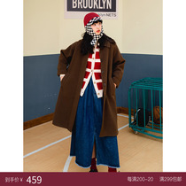 Deer and birds 100 Australian high count wool slit design woolen coat coat 2 colors 3882