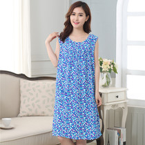 Summer womens cotton woven large nightgown sleeveless waistcoat vest artificial cotton large size home wear