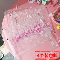 Korea transparent cute A4 file bag Student cartoon waterproof storage bag Exam information bag Classification bag Pull edge bag