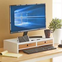 Office computer display screen raised shelf storage box with drawer rack pad height screen base bracket