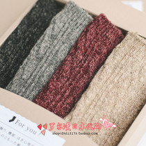 Japan four pairs of autumn and winter thickened womens wool mid-tube socks Forest department pile socks warm gift box socks