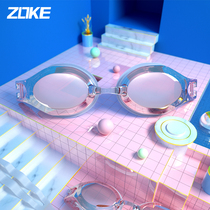  Zhou Ke flat goggles myopia high-definition anti-fog men and women universal swimming glasses anti-water electroplated large frame goggles