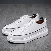 Tide Cards Little White Shoes Men Genuine Leather 2021 New Thick Bottoms Heightening muffin shoes Inn trendy 100 hitch Breathable Casual Shoes