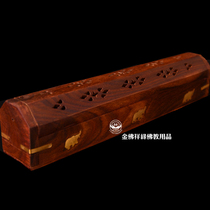 Nepal imported sour branch wood incense burner inlaid copper elephant tibetan incense box incense burner lying incense burner hollow classical incense tool
