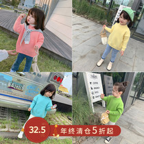 Childrens clothing girls spring 2021 new Western style pullover sweater baby knitwear childrens spring and autumn sweater fashionable