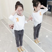 2021 spring body shirt shirt girl long sleeve T-shirt 2020 new middle and big children Korean version of foreign style baby coat children