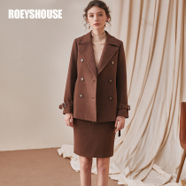 Luo Yi intellectual woolen suit womens winter wear new lace-up jacket skirt professional slim two-piece set 01307