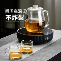 Glass Teapot Single Pot High Temperature Resistant Thickened Filter Red Tea Set Home Tea Water Separation Flower Teapot Tea Maker Suit