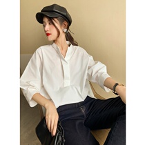 Japanese high-end homemade white shirt fabric style upgrade smooth and comfortable ~ fashionable versatile shirt @