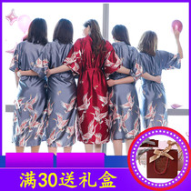 Wedding morning robe bride bride bridesmaid tuan ice silk wedding pajamas pajamas red bathrobe female long summer thin