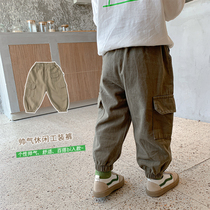 2020 Fall New Boys Work Pants Pure Cotton Casual Pants Baby Spring Autumn Long Pants Tidal children Han version of pants