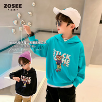 Left West Boy Even Hood Clothing Children 2022 New CUHK Children Long Sleeves Spring Clothing Blouses Casual Cartoon Tide Couts