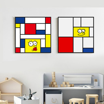 Mondrian Decoration Painting Red Blue Yellow Composition Modern Minimalist Living Room Painting Abstract Geometric Apartment Decent Board Room Hanging Painting